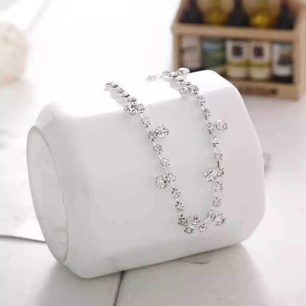 1PC Silver Crystal Anklet Foot Chain Bracelet - Picture 2 of 6